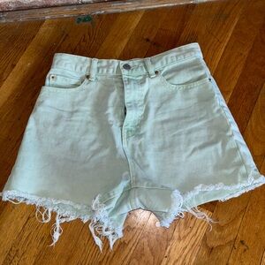 Mint green A-line denim shorts from BDG